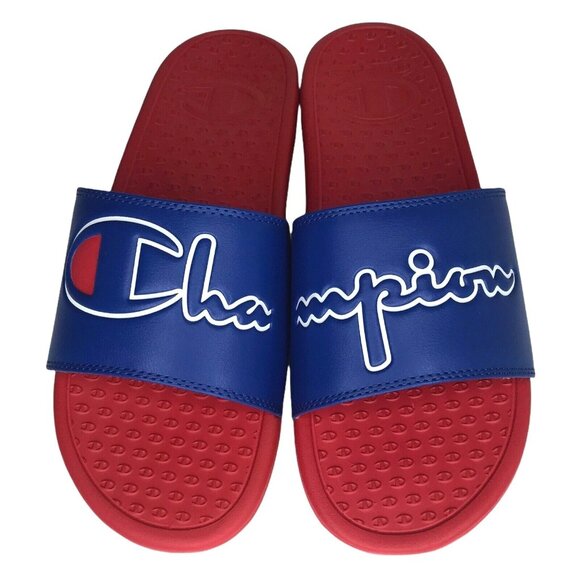 Champion Men's Slide Sandals Size 9-11 Royal Blue-Red Lightweight & Comfortable - Picture 11 of 12